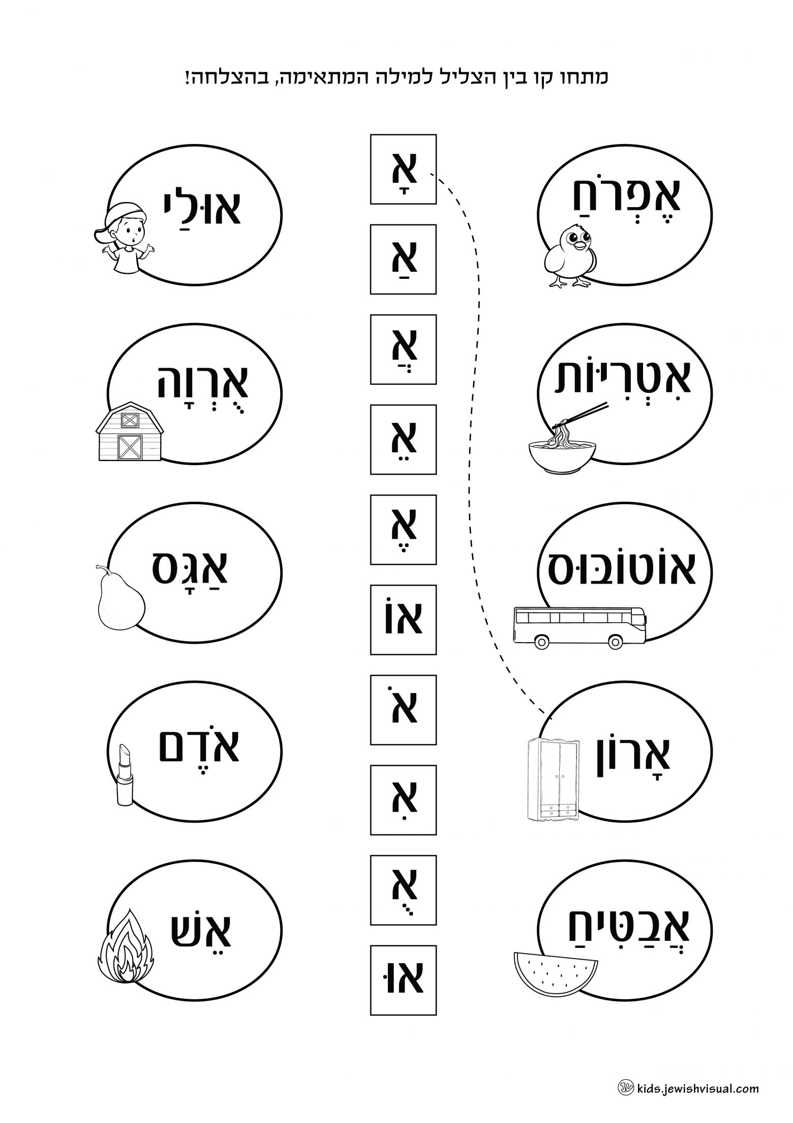 דף עבודה האות א – יצירה יהודית