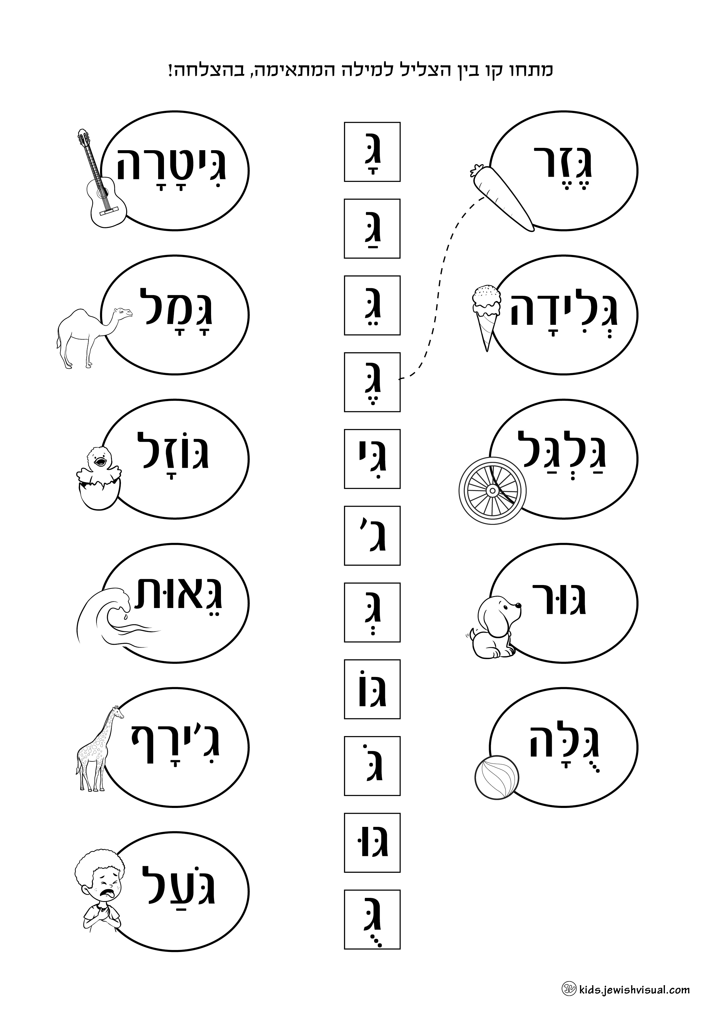 דף עבודה האות ג – יצירה יהודית