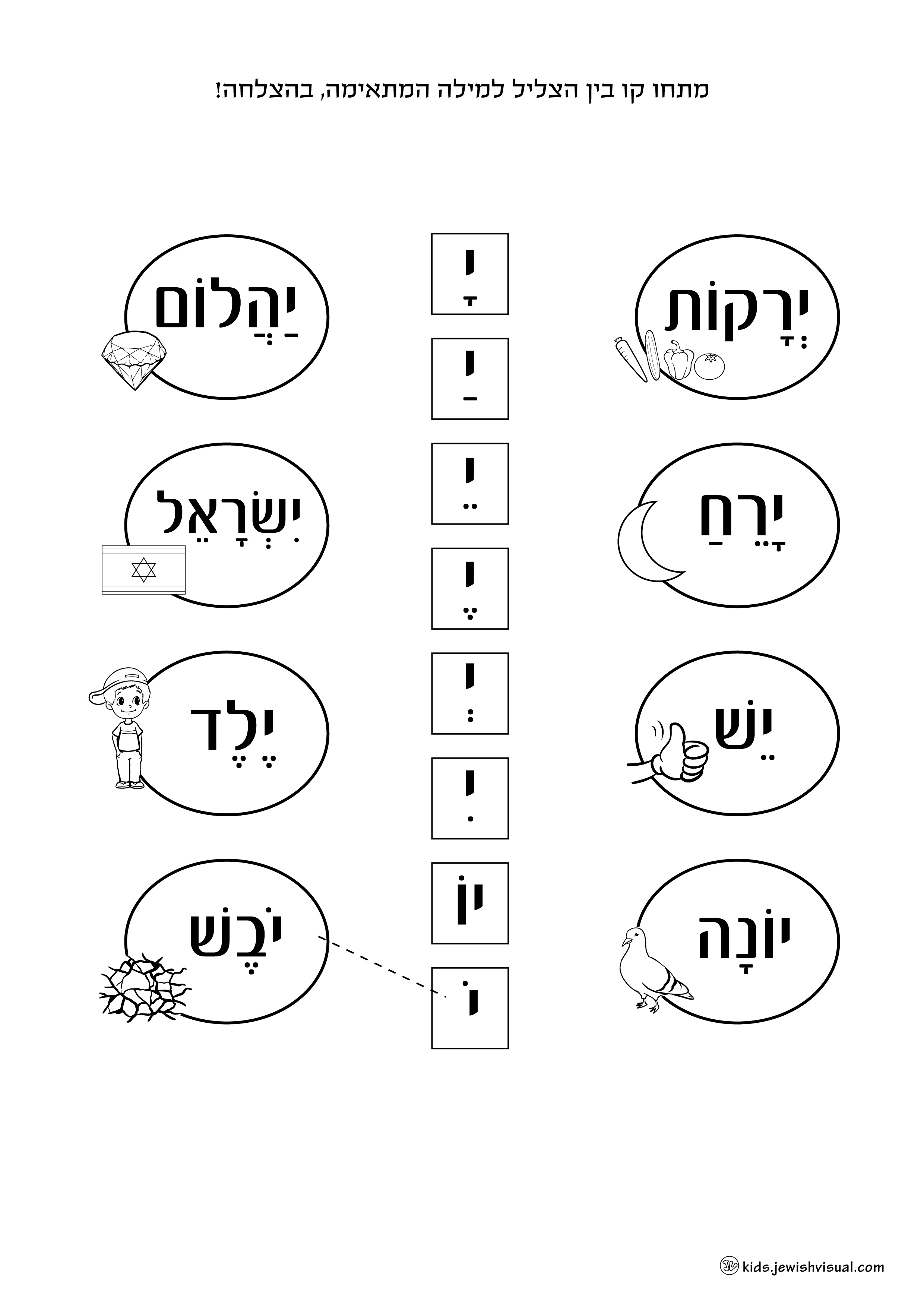 דף עבודה האות י – יצירה יהודית
