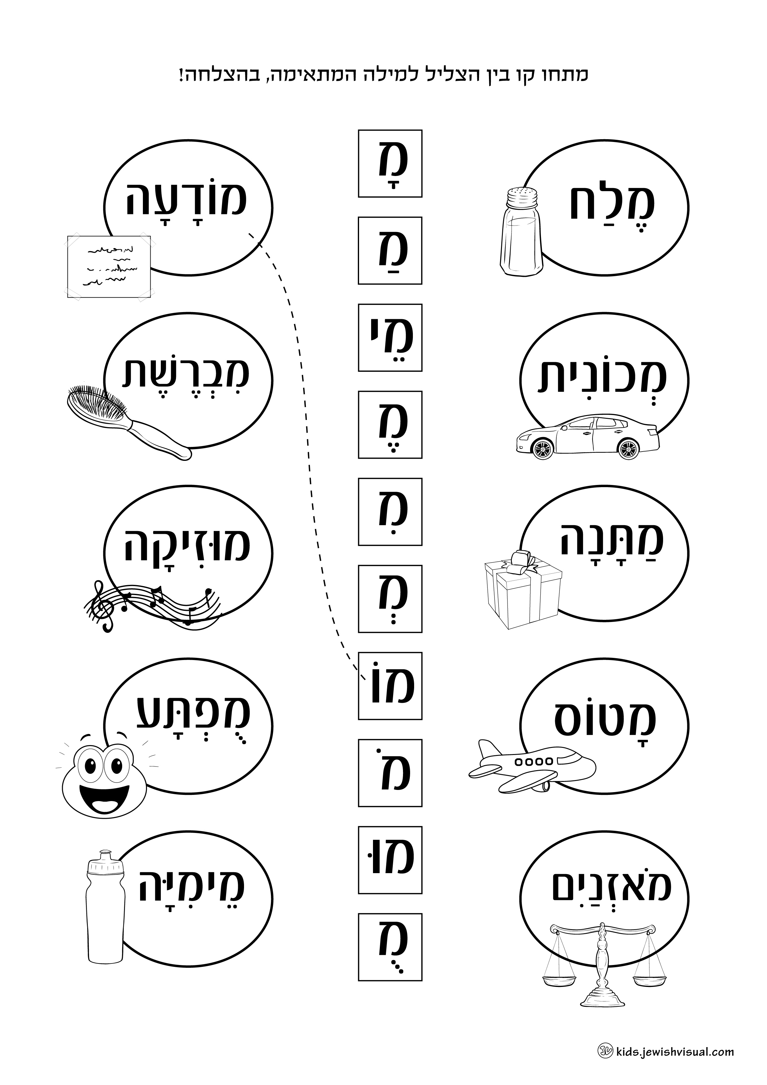 דף עבודה האות מ – יצירה יהודית