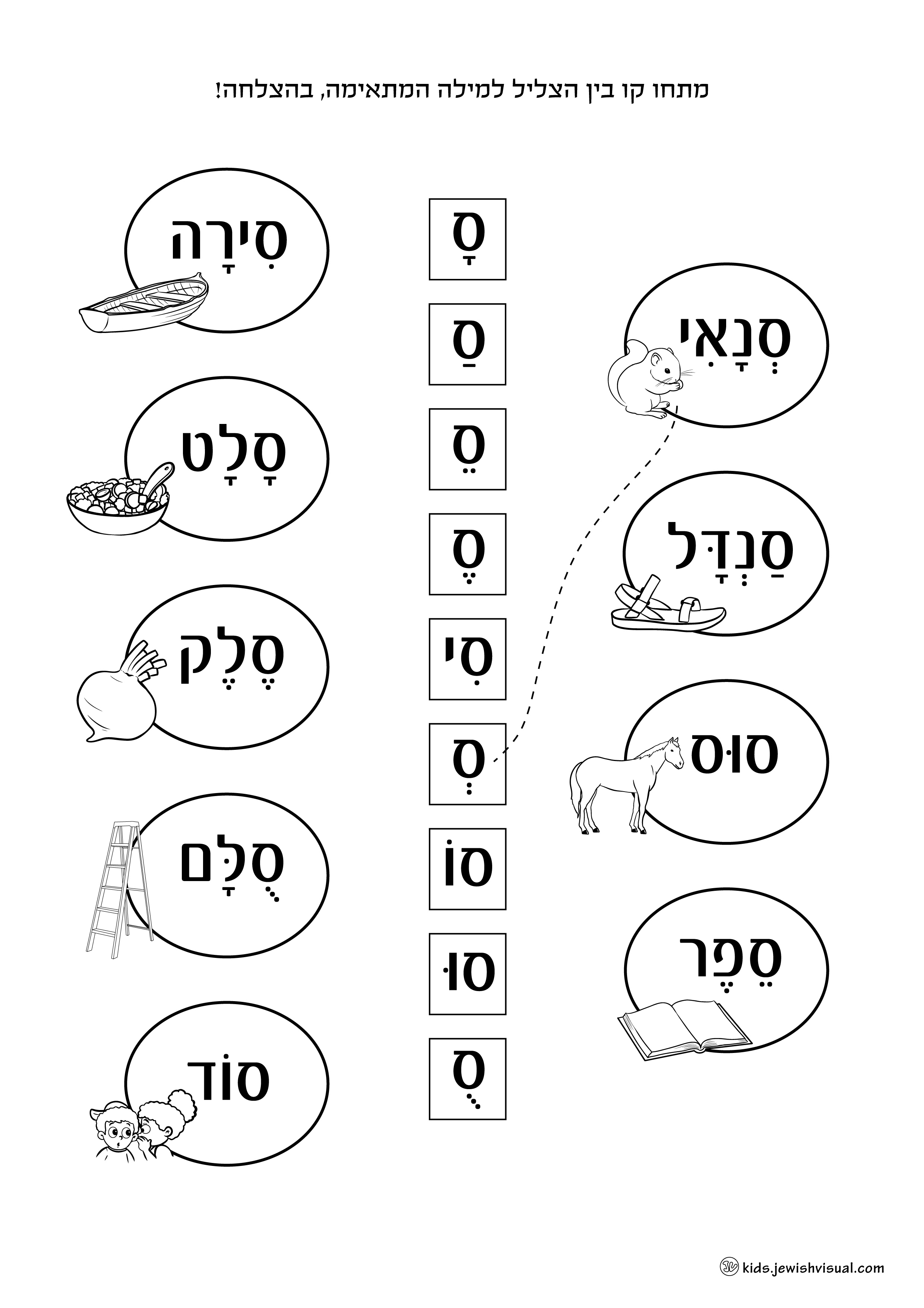 דף עבודה האות ס – יצירה יהודית