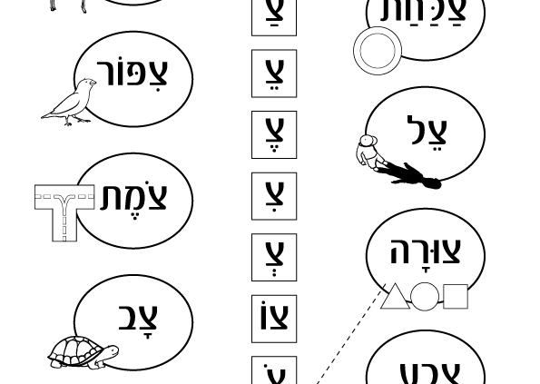 The letter Tsade worksheet – דף עבודה האות צ – JVisual