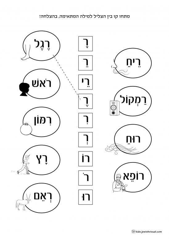 דף עבודה האות ר – יצירה יהודית