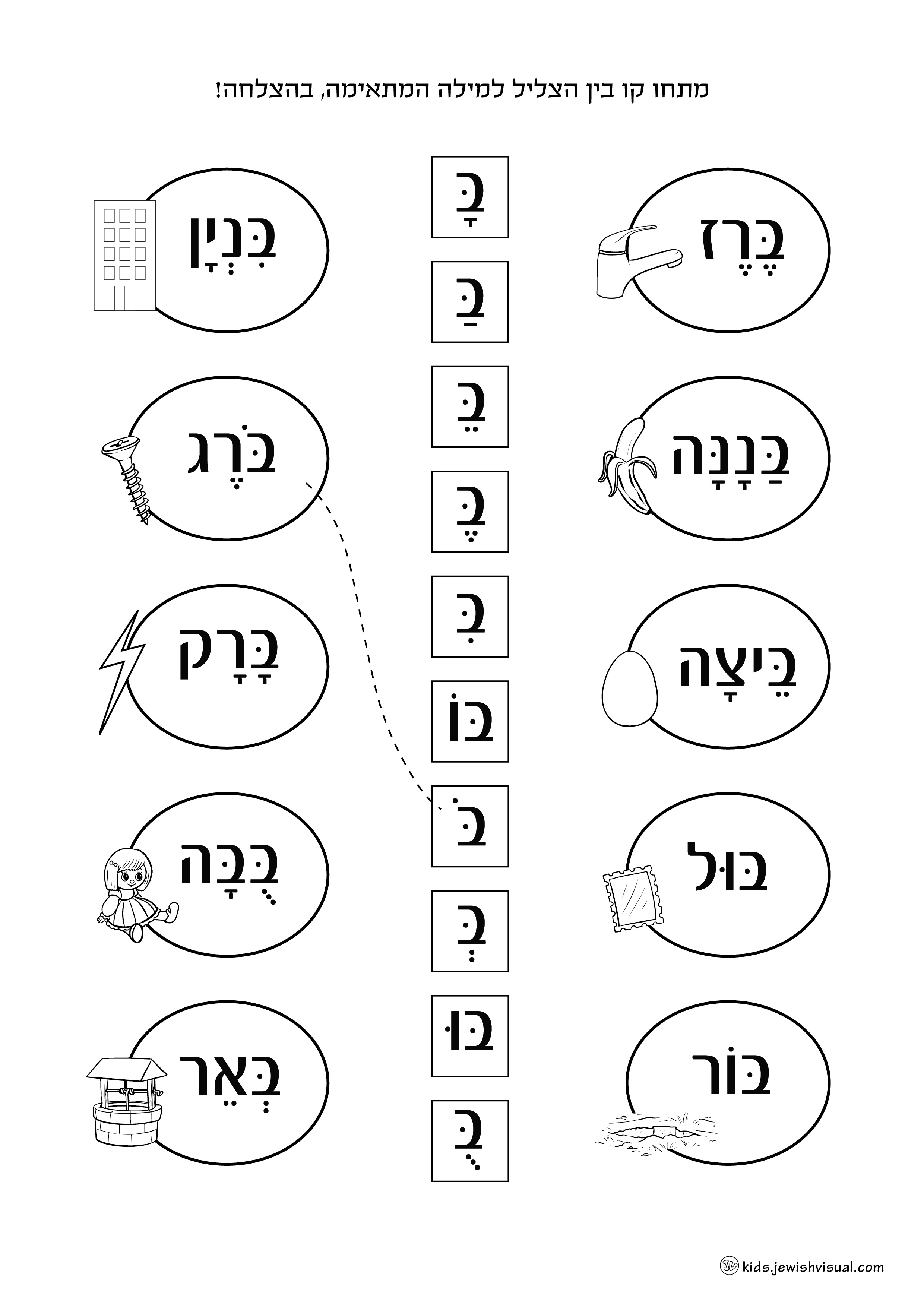 דף עבודה האות ב – יצירה יהודית